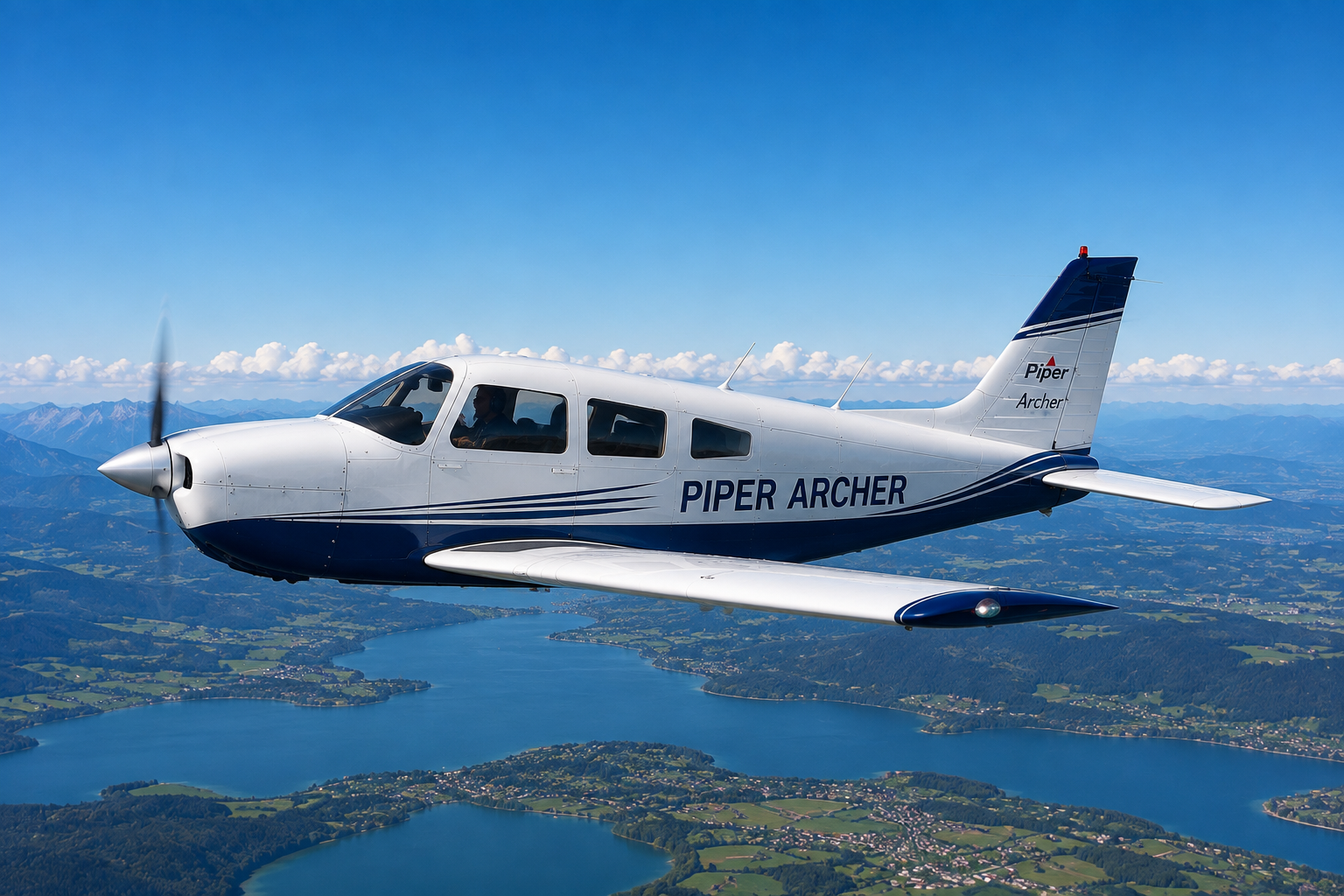 Piper PA28 Cherokee Archer single-engine trainer aircraft flight preparation